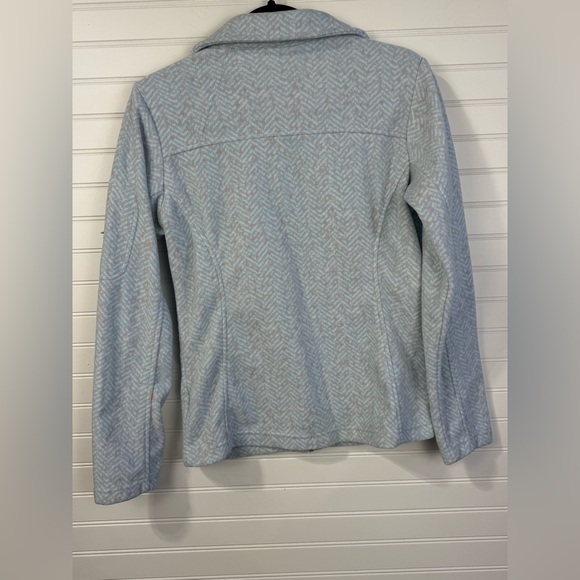 Columbia women’s herringbone pattern blue and white zip up fleece jacket. Size S - Picture 2 of 5